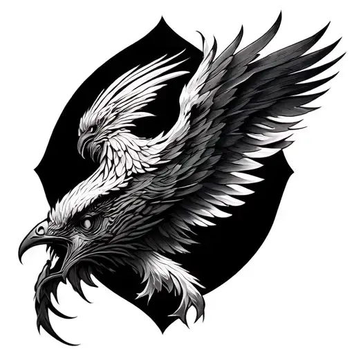 Phoenix Throat Tattoo Design Combining Elements