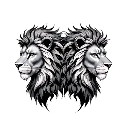 Gemini Twins With A Lion Head