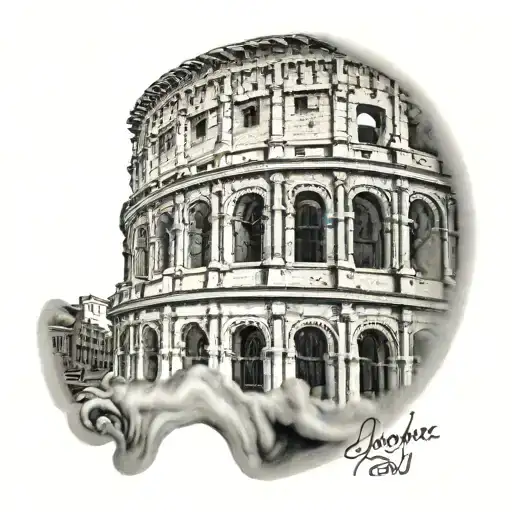 Chicano Rome Colosseum Tattoo Realistic Design