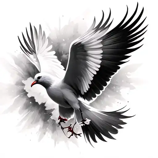 Feather Turning Into Doves Flying