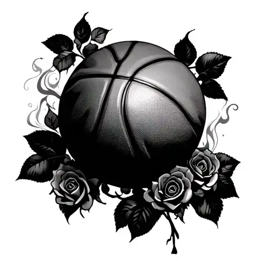 Basketball With Smoke Around It And Roses