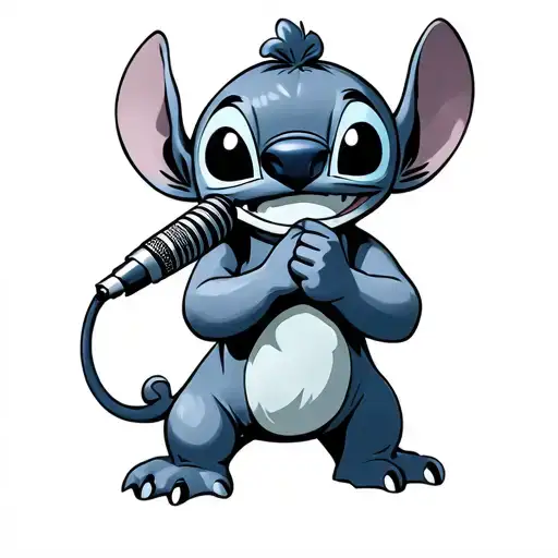 Lilo Stitch Holds A Microphone And Sings