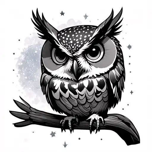 An Owl Mixed With Galaxy