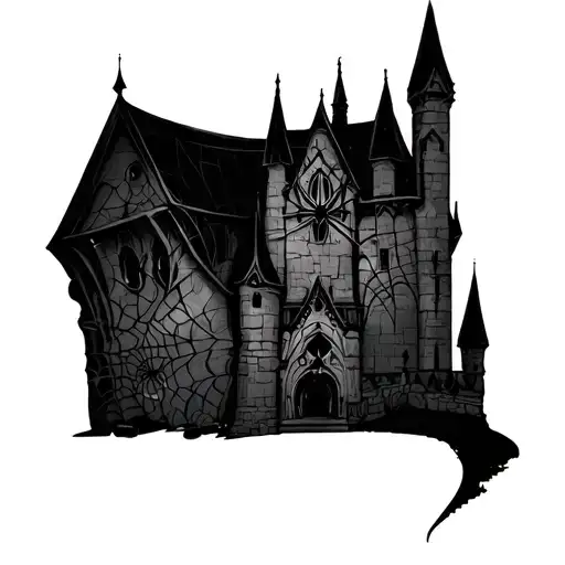 Gothic Castle With Spider And Webs