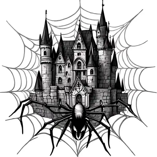 Gothic Castle With Spider And Webs