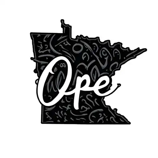 Outline Of Minnesota With Ope Written In Cursive