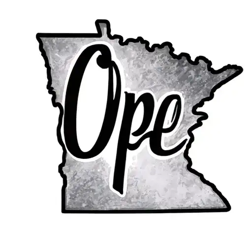 Outline Of Minnesota With Ope Written In Cursive