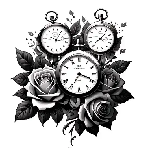 3 Stopwatches Surrounded By Roses