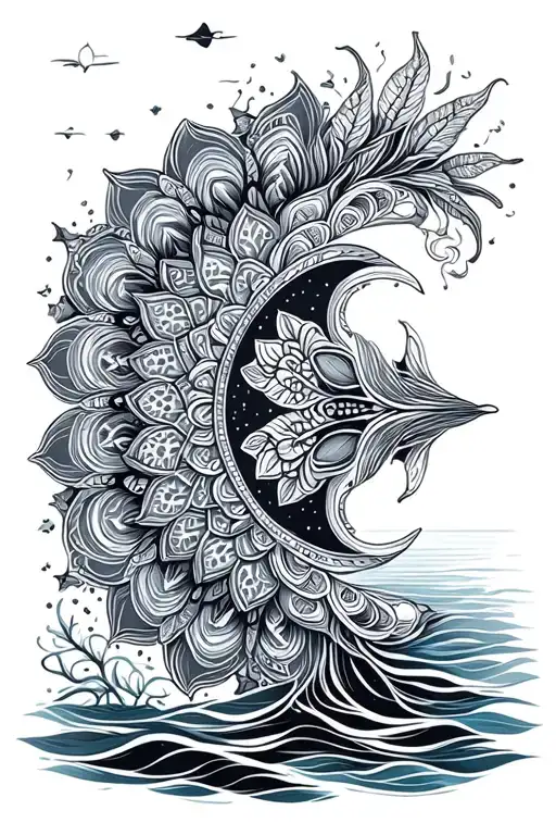 Ocean And Mandala Design Incorporating