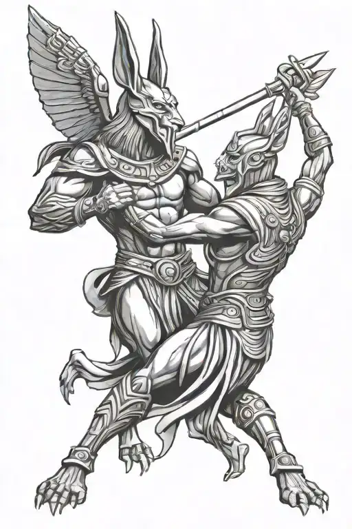 Odin And Anubis Fighting Each Other
