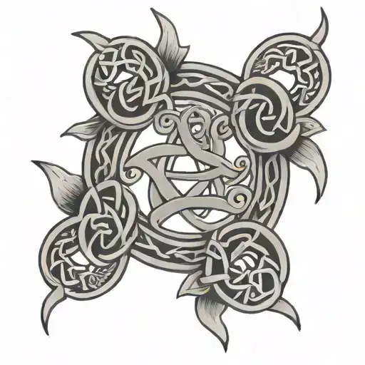 Celtic Knot Design Incorporating Elements Pisces Symbol And Name Addison