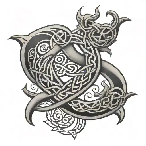 Celtic Knot Design Incorporating Elements Of Pisces Symbol And The Name Addison