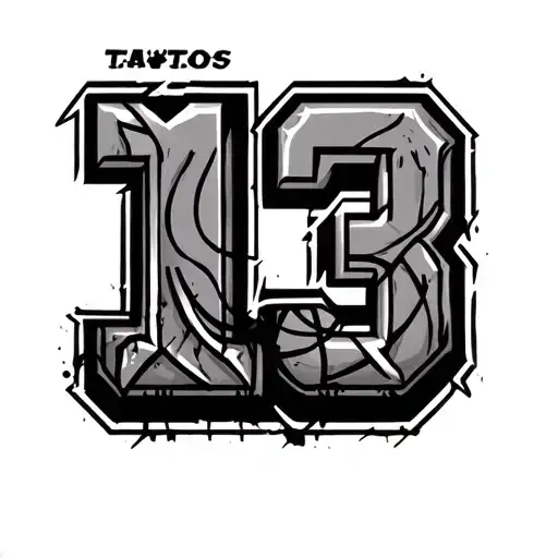Number 13 Incorporated In A Basketball Hip Hop