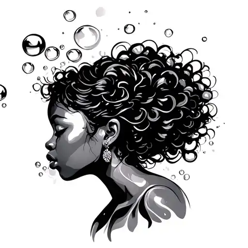 Silhouette Black Girl Blowing Bubbles