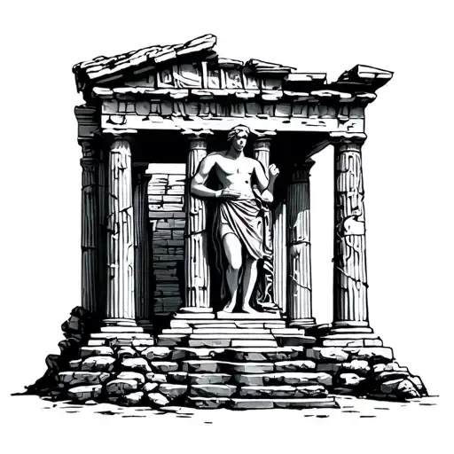 Statue Grec Temple Ruins