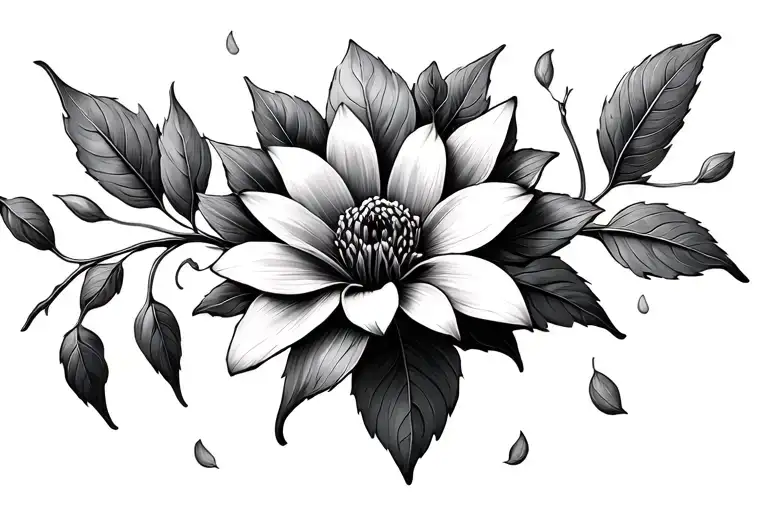 Thin Flower With Falling Leaves