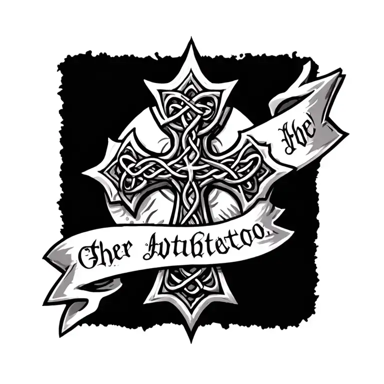 Celtic Cross With Banner Across The Top