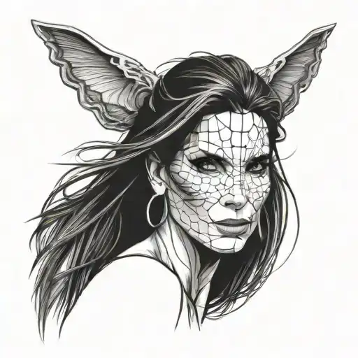 Make A Blackwork Tattoo Model Based On Actress Sandra Bullock