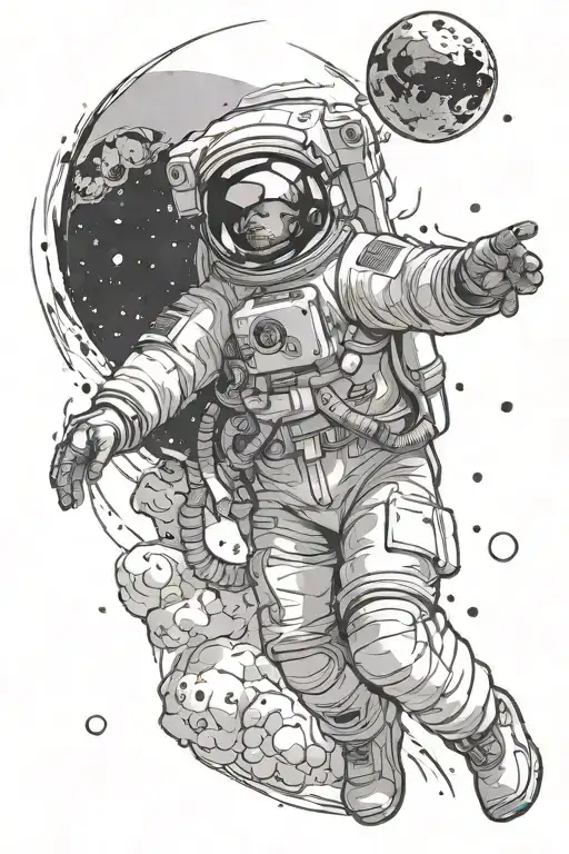 Space And Astronaut In Outer Space