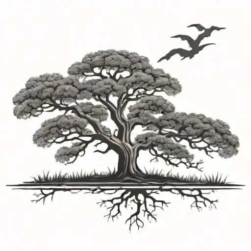 Oak Tree Silhouette Representing Family Loss