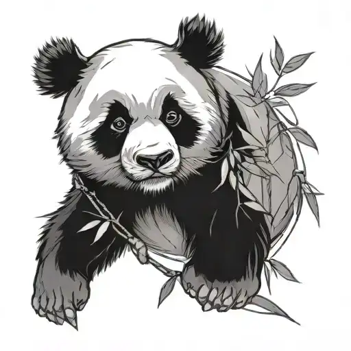 Panda Tattoo Sketch In Japanese Style
