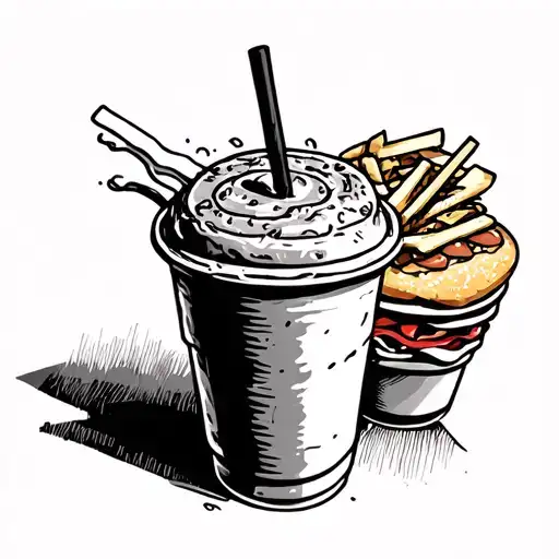 Fast Food Drink Lid With Straw Through It