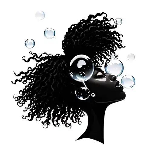 Silhouette Black Girl Blowing Bubbles Nappy Hair
