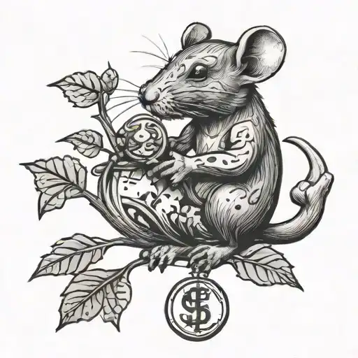 Rat Holding A Money Tree Growing
