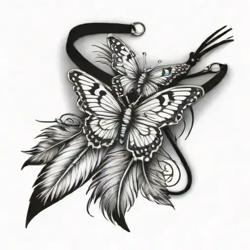 Anklet Butterfly And Feather Feather Feather