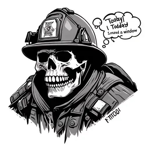 Skull Firefighter With Thought Bubble Thinking Today I Smashed A Window