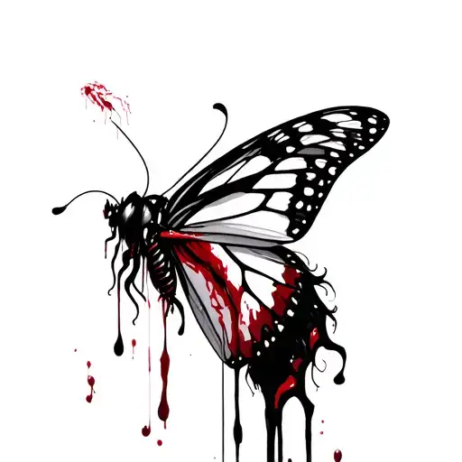 Girl Buterfly Eating Blood From Men