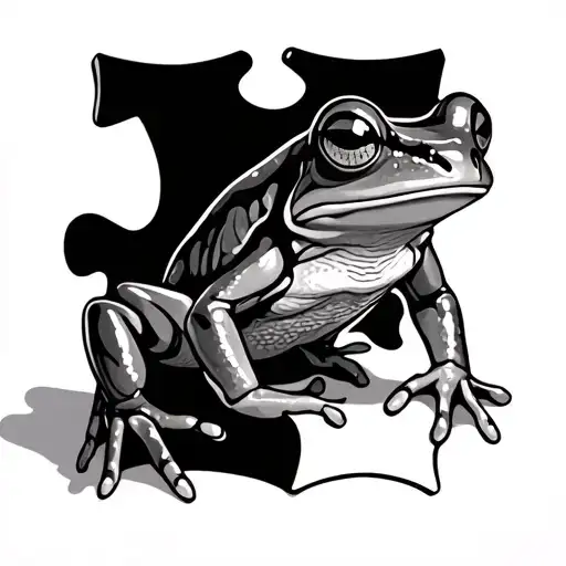 Frog Sitting On A Puzzle Piece