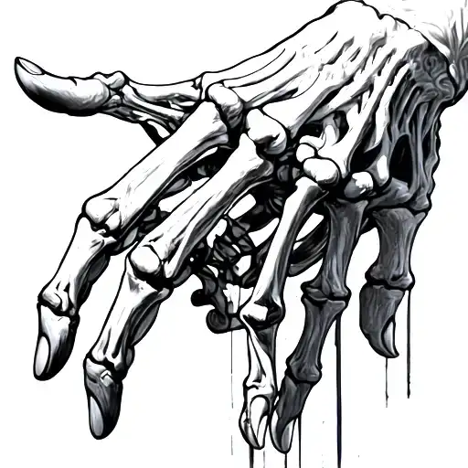 Skeleton And Hand Reaching Out To Touch