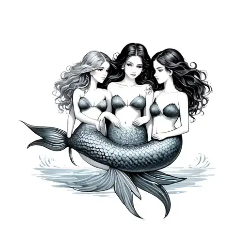 Busty Mermaid With Two Daughters
