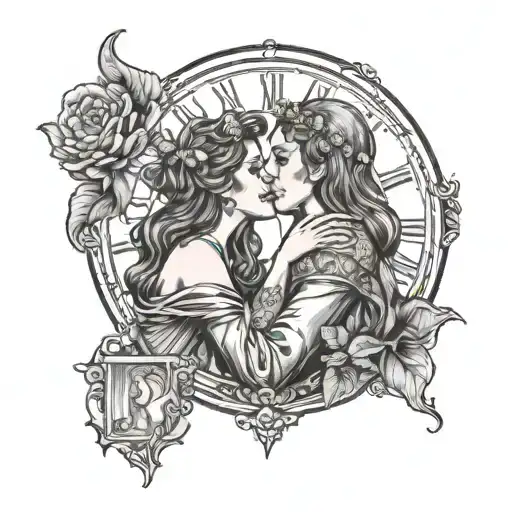 Tarot Card With Two Women Kissing