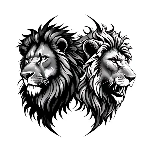 Two Lions Good Versus Evil