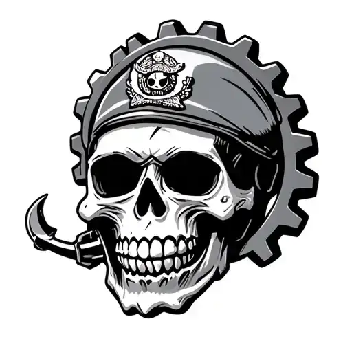 Coast Guard Chiefs Anchor With A Machinery Technician Cog All Drawn Like A Sugar Skull
