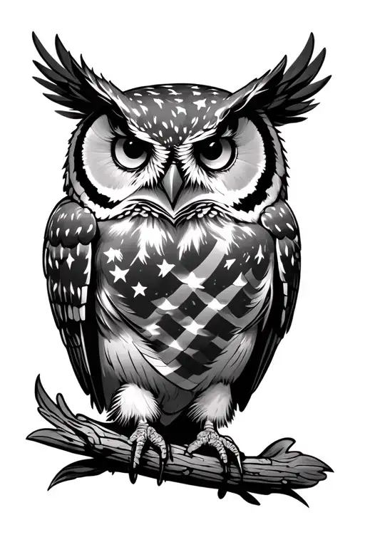 Owl American Flag