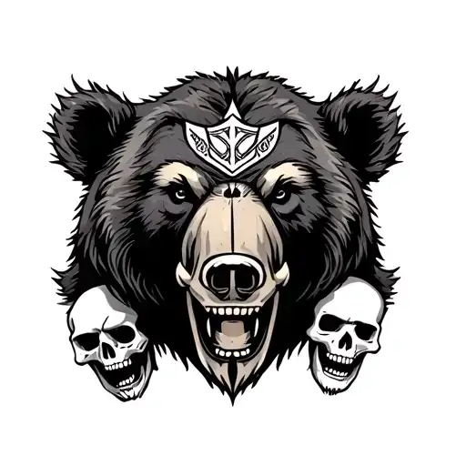 Viking Tribal Inspired Design Featuring Bear And Skulls