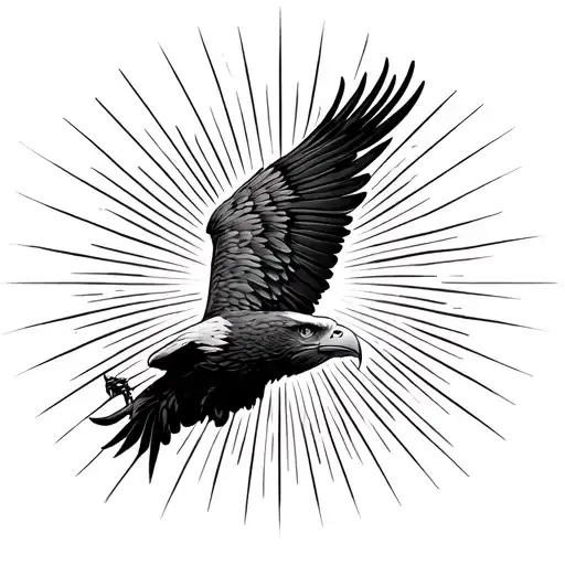 Eagle And Sky Rays Rising