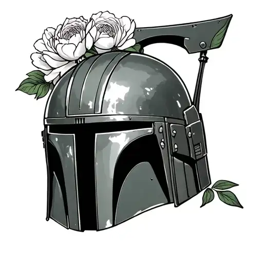 Boba Fett Helmet Adorned With Peonies