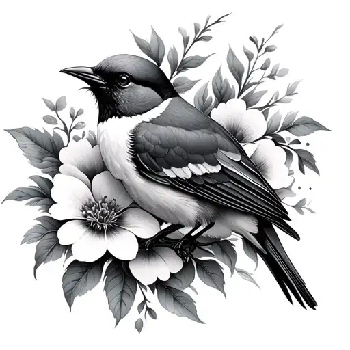 Bird And Flowers