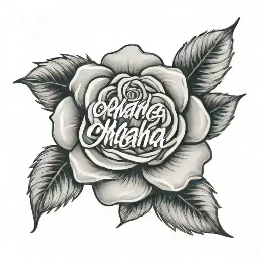 Rose With Writing Underneath Saying Ohana Means Family