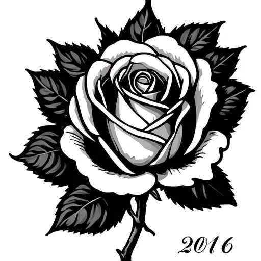 Outline Of A Rose With A Date
