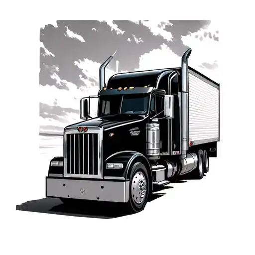 Black Kenworth Tractor Trailer Truck The Back Of It