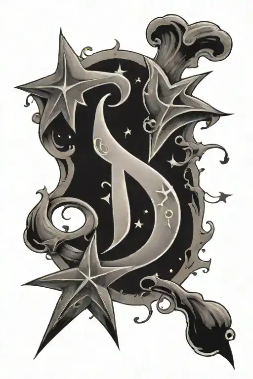 Star Moon With Alphabet S