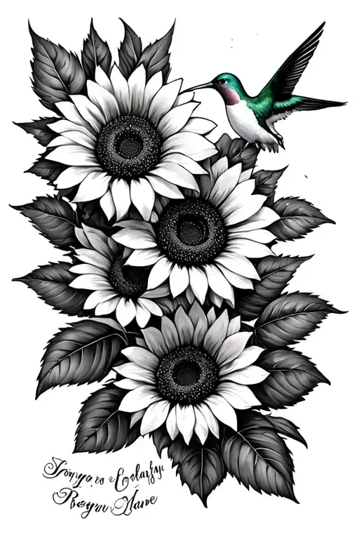 Sunflowers Roses With Sons Names Written With Hummingbird