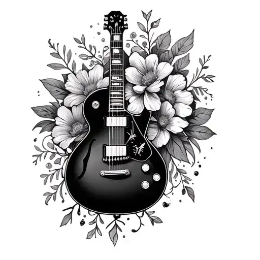 Fine Line Guitar With Flower Strands