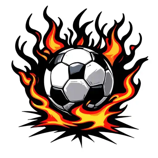 Soccer Ball With Flames And Shading