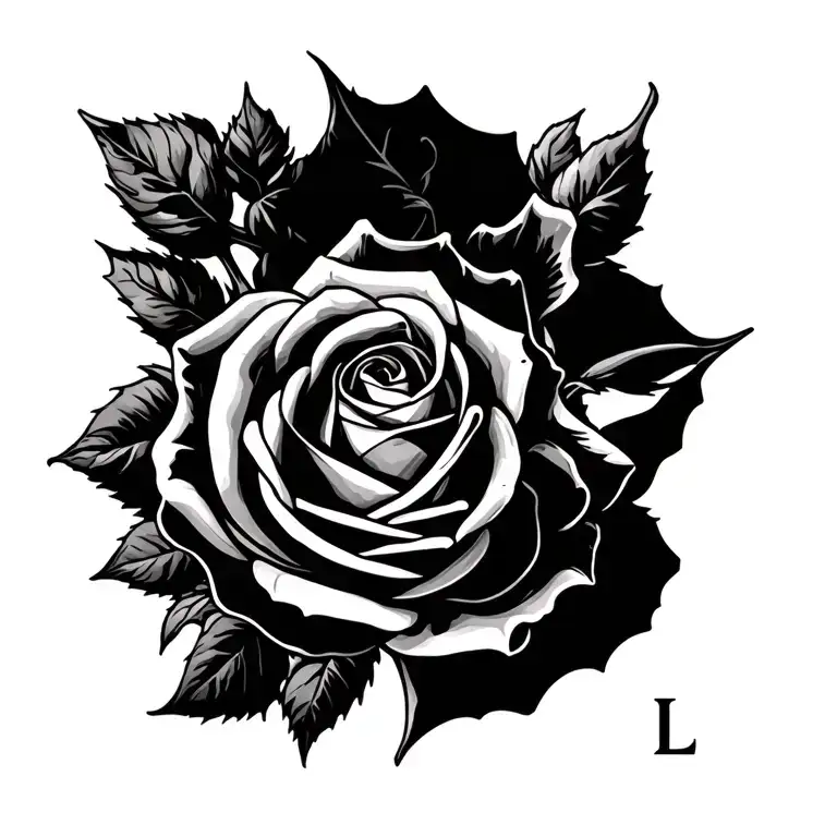 Rose Whit The Letter L And B Letters